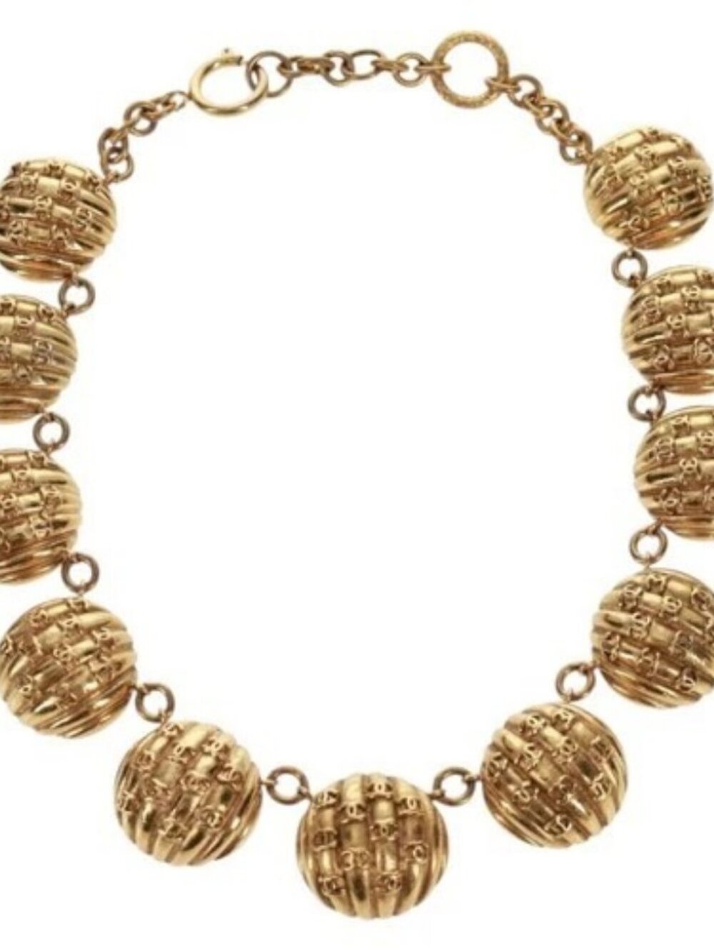 CHANEL Necklace metal Gold CC Auth 157548SAV